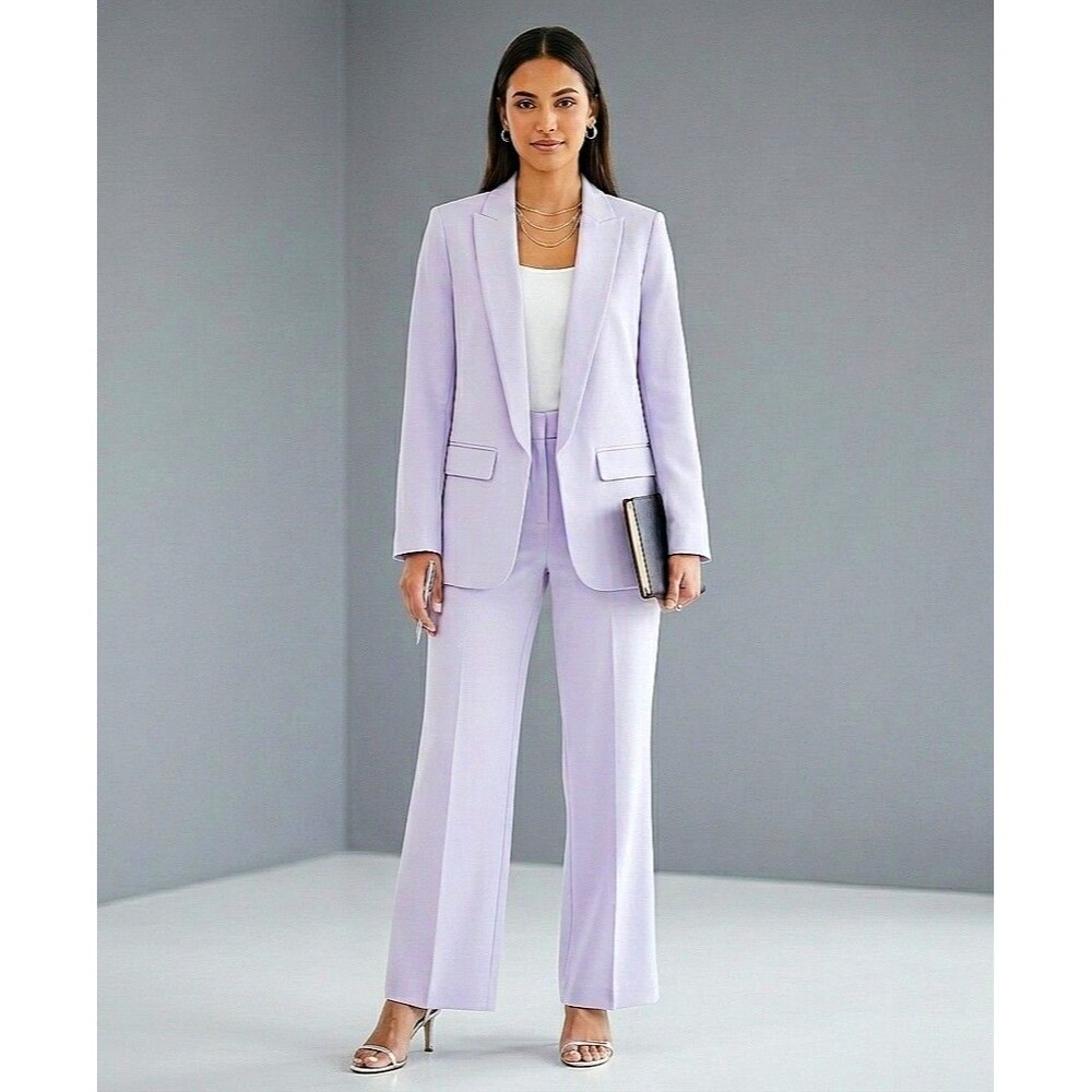 ​NWT $295 White House Black Market Lavender Suit Set 4 Blazer Luna Wide Leg